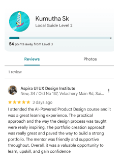 Kumutha - Google Review with 5 Star Rating