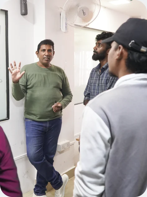 Rambal mentoring students in Aspira's UI UX design course in Chennai