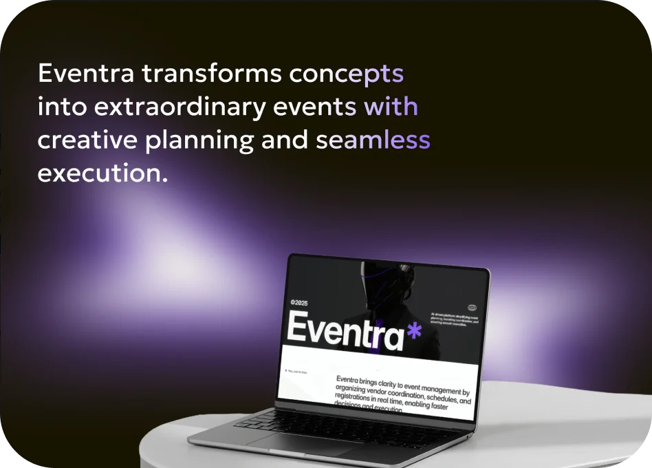 Eventra – event management website designed by an Aspira student