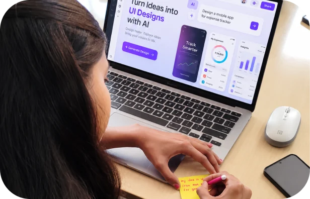 Student using an AI design tool in the UI UX design course in Chennai