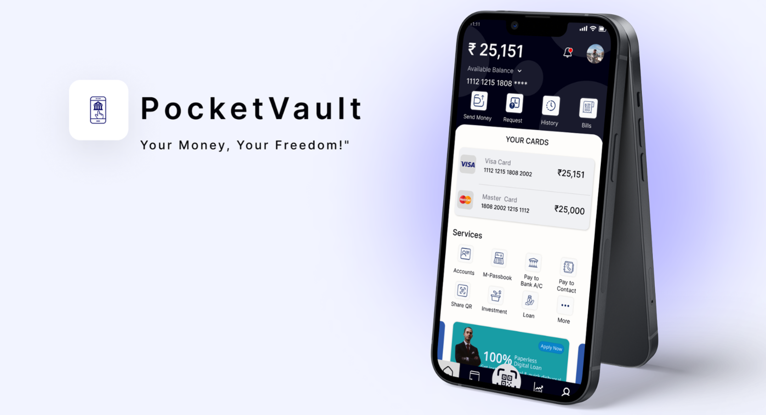 Pocket Vault – Mobile Banking – Ui Design by Shanmugam